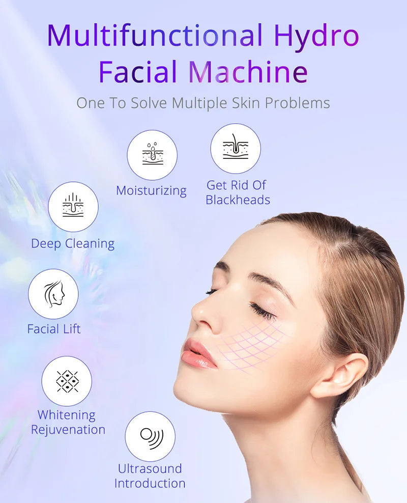 6-in-1 Hydrogen & Oxygen Facial Machine - Bio-Lifting Aquapeel Microdermabrasion for Salon & Home Use - EU Certified Skin Care