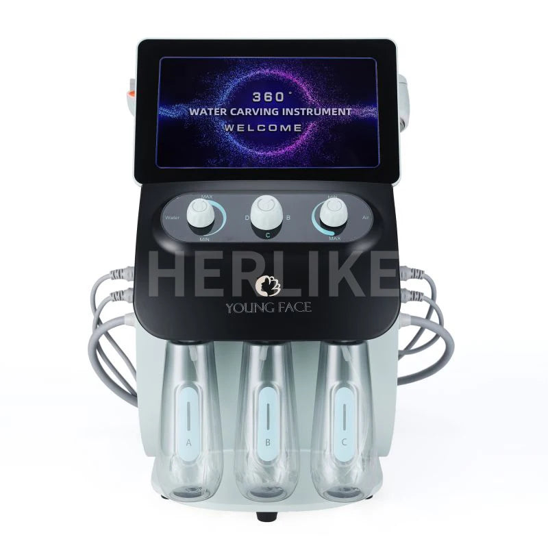 Portable 6 In 1 H2O2 Small Bubble Oxygen Facial Machine Microdermabrasion Moisture Skin Detection Hydra Water Peeling Machine