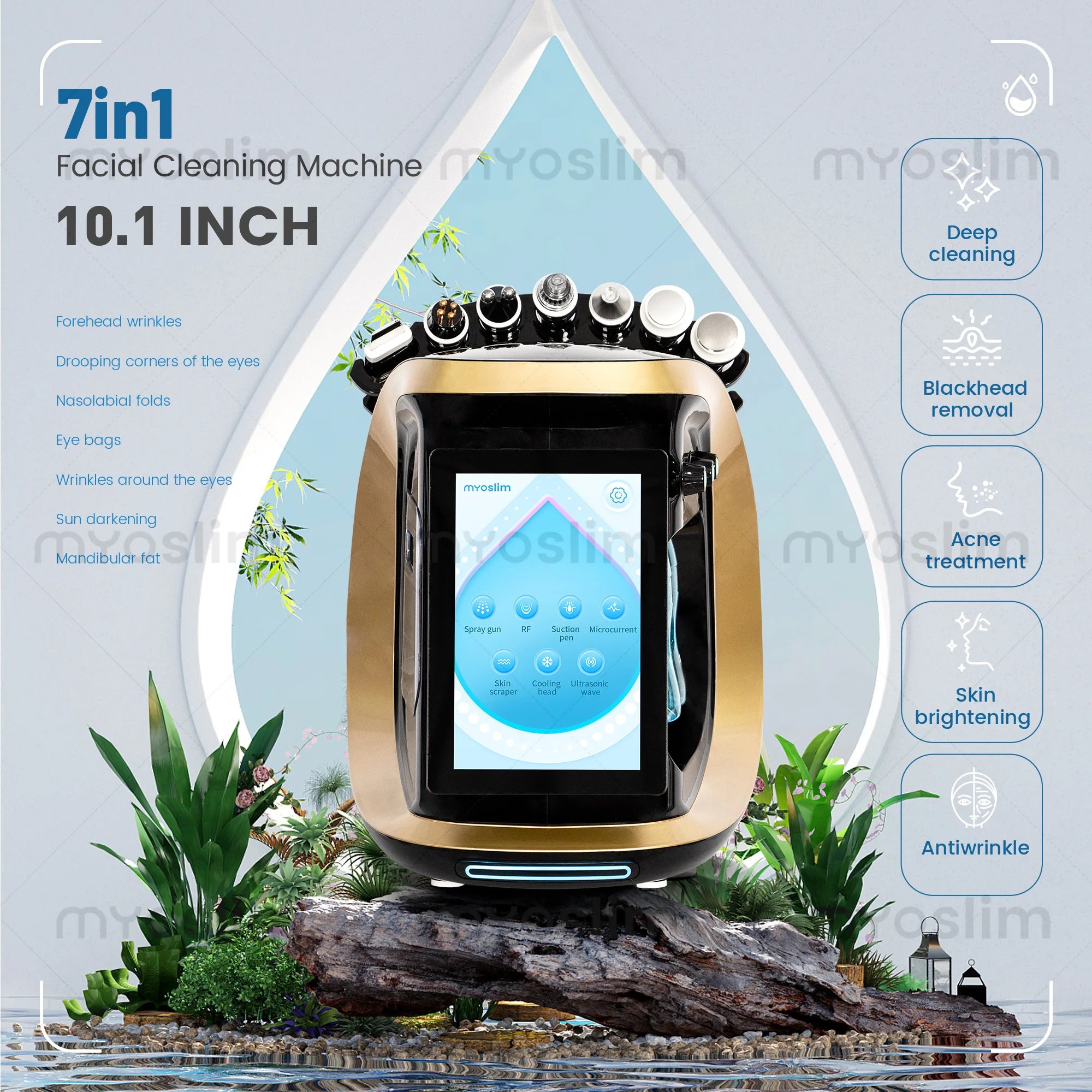 NEW 7 In 1 Hydra Dermabrasion Machine Oxygen Ice Blue Smart Jet Aqua Peeling Small Bubble Microdermabrasion Skin Care New Beauty