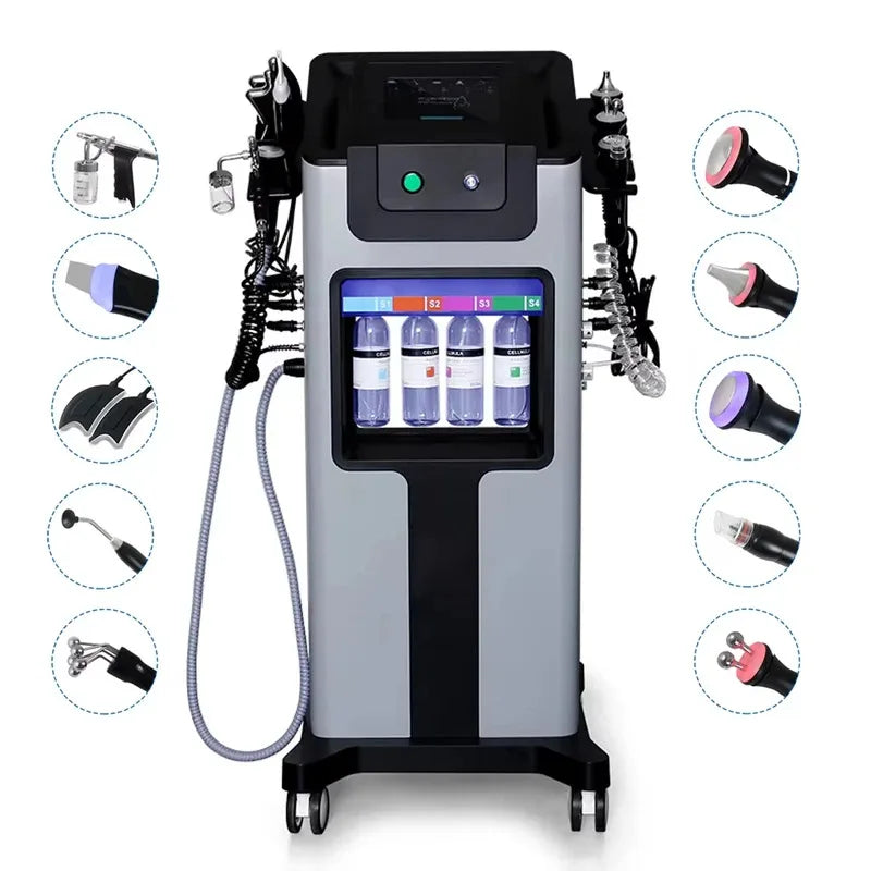 10 in 1 Hydrodermabrasion Device - Deep Facial Cleansing, Aqua Peeling, Hydrogen Oxygen Spray, Eye Lifting and Skin Rejuvenation