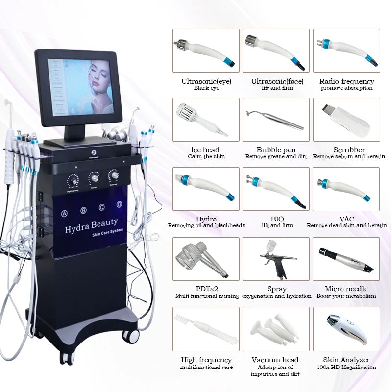 Wholesale 15 In 1 Hydra Oxygen Facial Water Peeling Face Lifting Skin Care Face Deep Cleaning Hydro Dermobrasion Machine For Spa