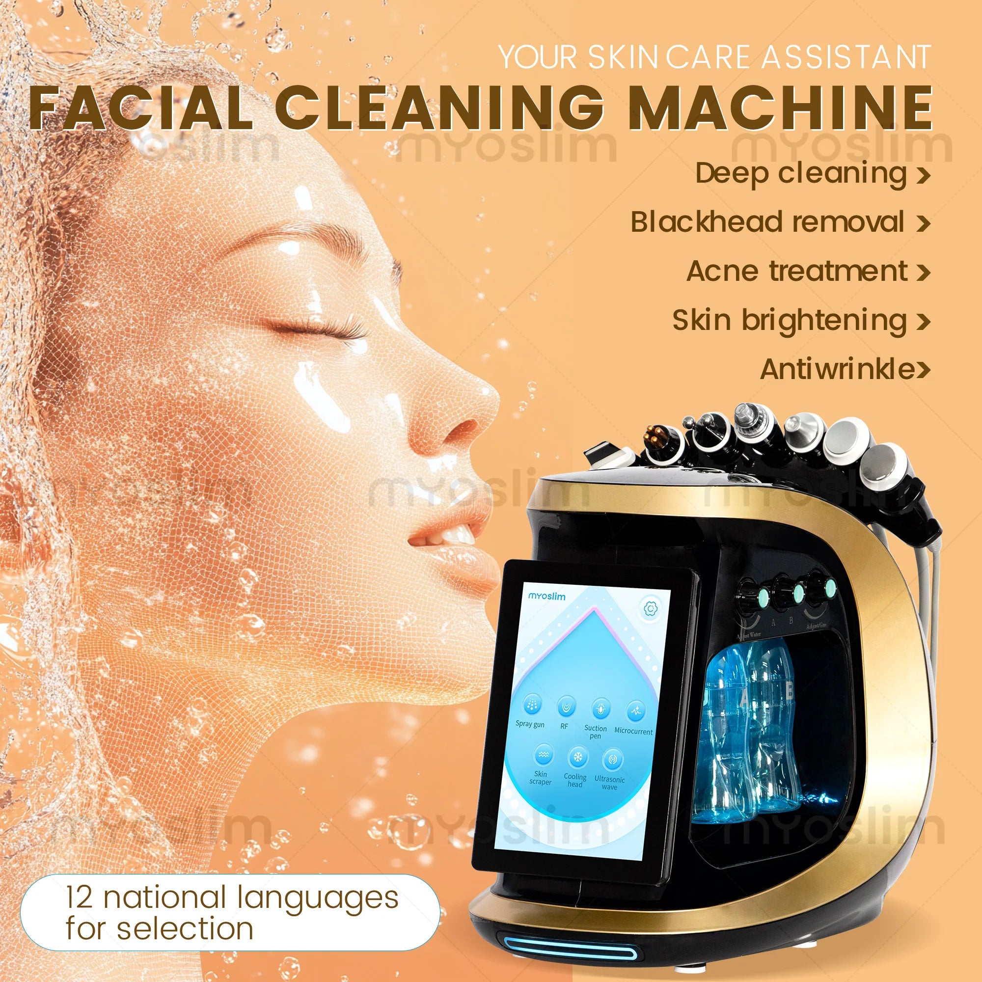 NEW 7 In 1 Hydra Dermabrasion Machine Oxygen Ice Blue Smart Jet Aqua Peeling Small Bubble Microdermabrasion Skin Care New Beauty