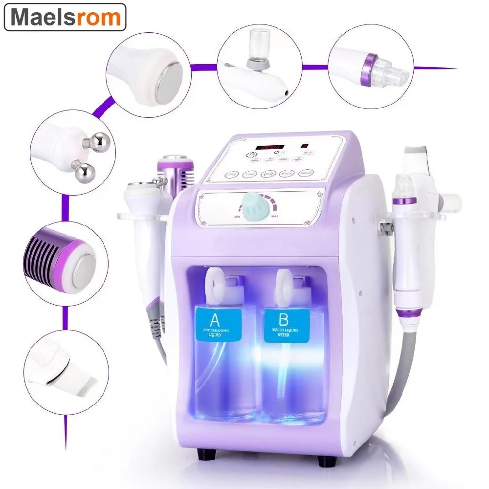 6-in-1 Hydrogen & Oxygen Facial Machine - Bio-Lifting Aquapeel Microdermabrasion for Salon & Home Use - EU Certified Skin Care