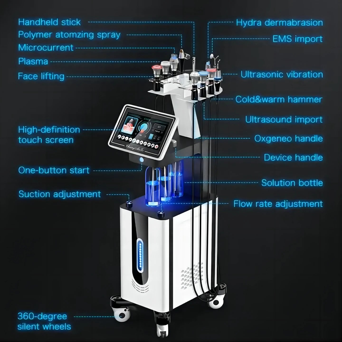 Upgrade 11 In 1 Oxygen Hydra Water Peeling Diamond Dermabrasion Facial Lifting Pore Cleaning Hydrodermabrasion Beauty Machine