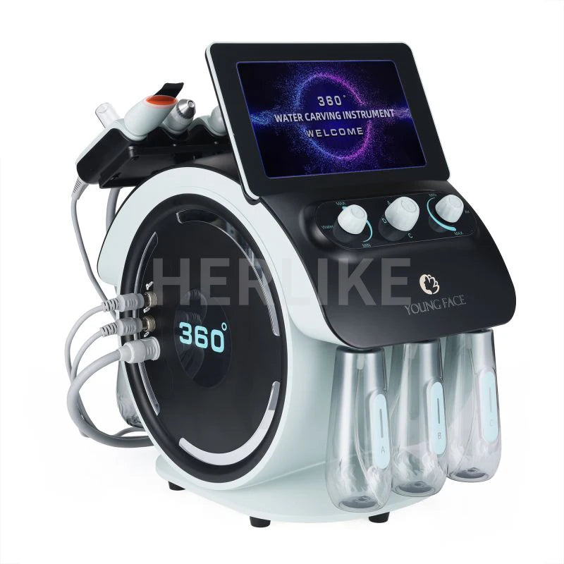 Portable 6 In 1 H2O2 Small Bubble Oxygen Facial Machine Microdermabrasion Moisture Skin Detection Hydra Water Peeling Machine