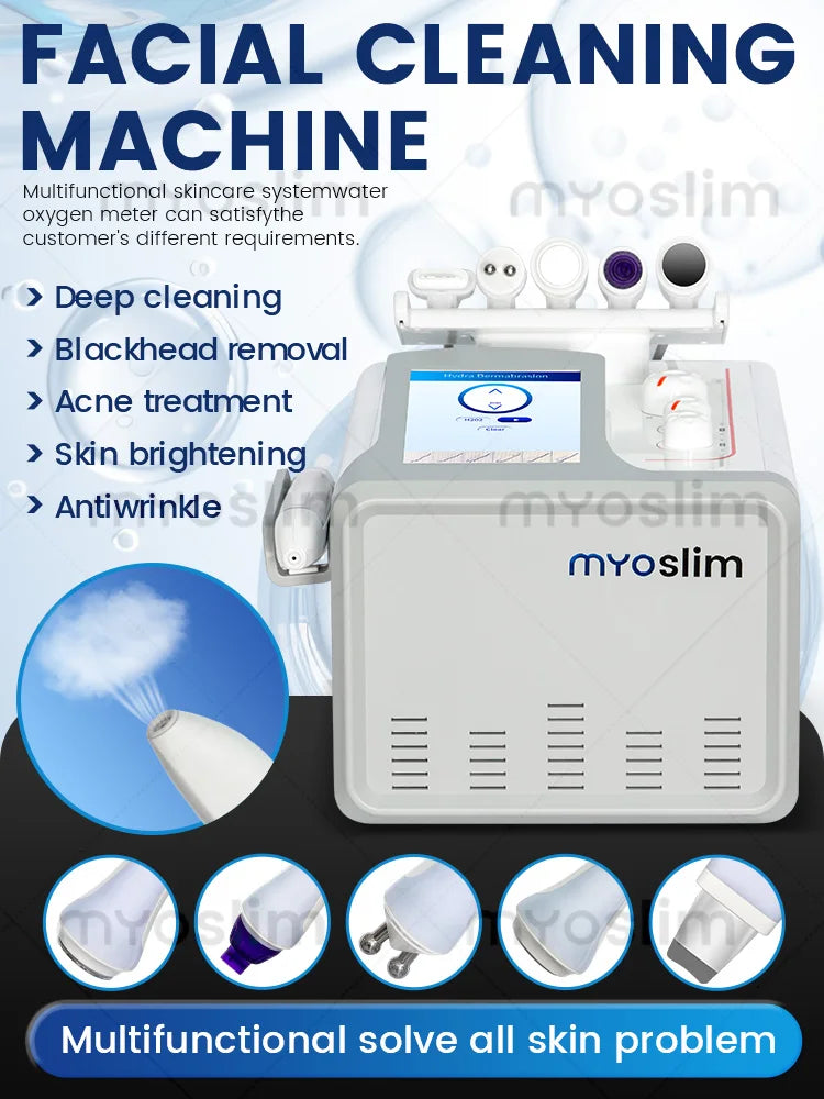 MYOSLIM 6-in-1 Hydra Dermabrasion Machine | Professional Facial Skin Rejuvenation & Deep Cleansing Beauty Device for Salon