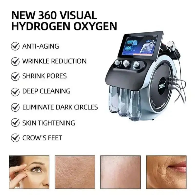 Portable 6 In 1 H2O2 Small Bubble Oxygen Facial Machine Microdermabrasion Moisture Skin Detection Hydra Water Peeling Machine