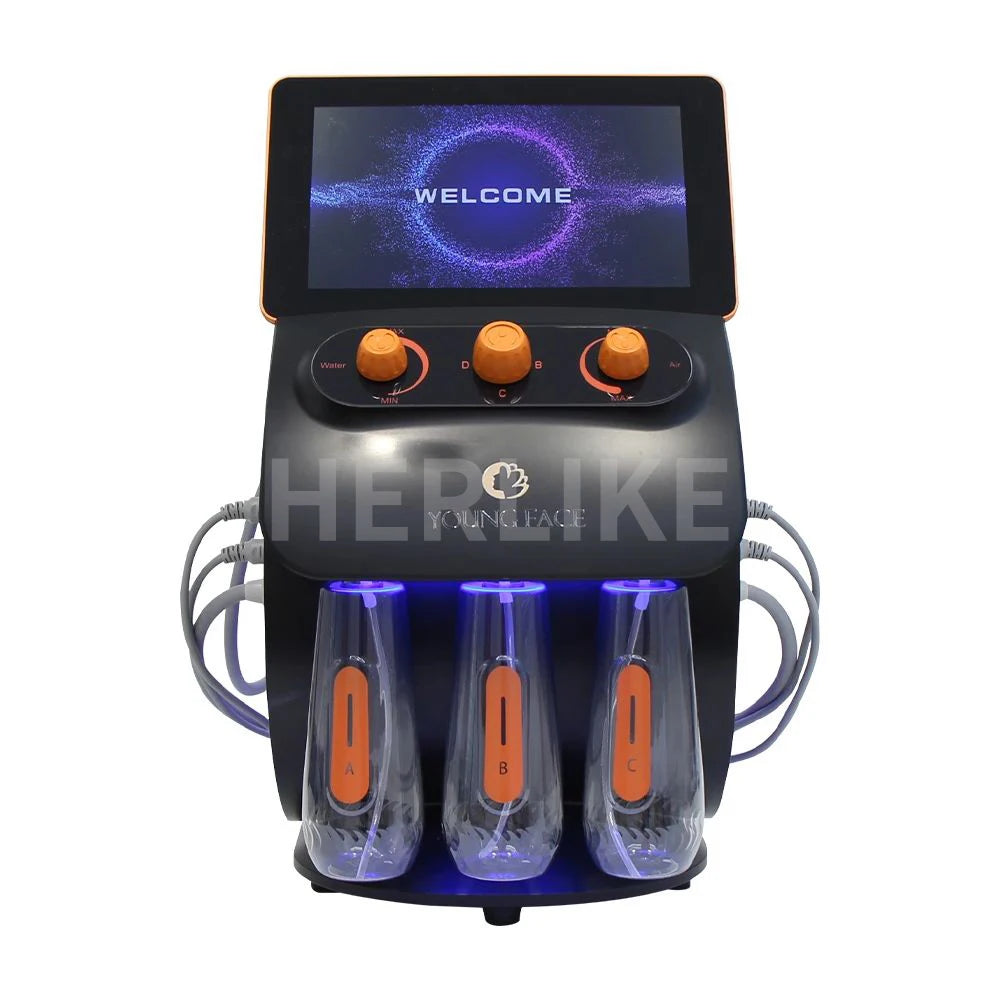 Portable 6 In 1 H2O2 Small Bubble Oxygen Facial Machine Microdermabrasion Moisture Skin Detection Hydra Water Peeling Machine