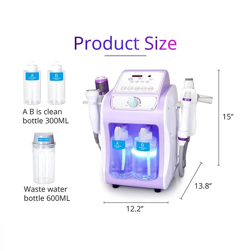 6-in-1 Hydrogen & Oxygen Facial Machine - Bio-Lifting Aquapeel Microdermabrasion for Salon & Home Use - EU Certified Skin Care