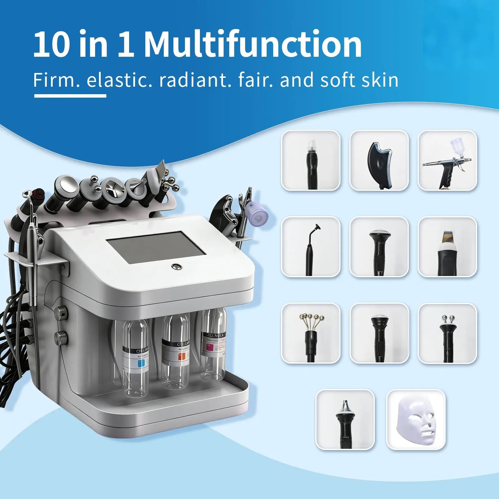 Hydra Facial Machine Professional, 10 in 1 Skin Care Device with Water Oxygen Spray, RF Radio Frequency, Microcurrent, Ultrasoni