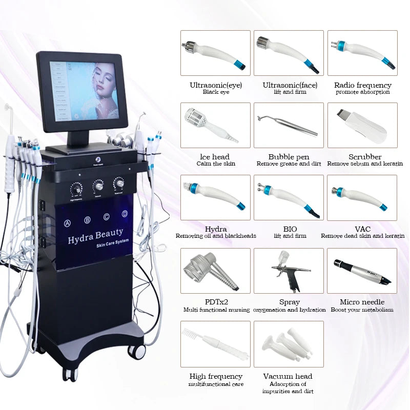 Wholesale 15 In 1 Hydra Oxygen Facial Water Peeling Face Lifting Skin Care Face Deep Cleaning Hydro Dermobrasion Machine For Spa